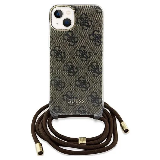 Guess Crossbody Cord 4G Print case for iPhone 15 / 14 / 13 - brown