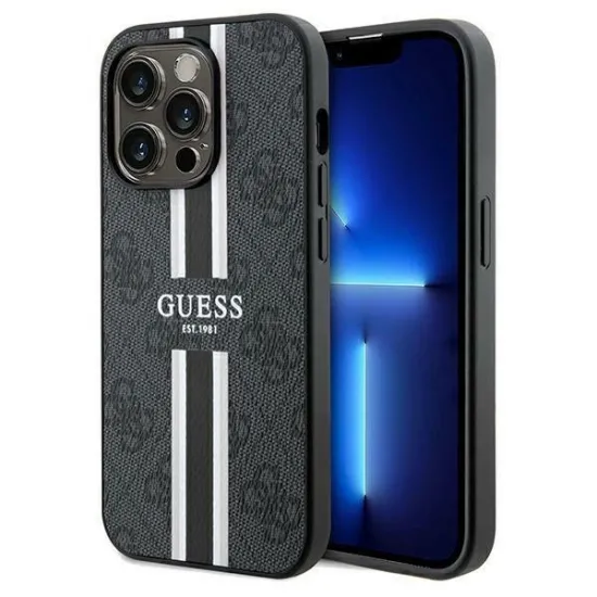 Guess 4G Printed Stripes MagSafe case for iPhone 15 Pro - black