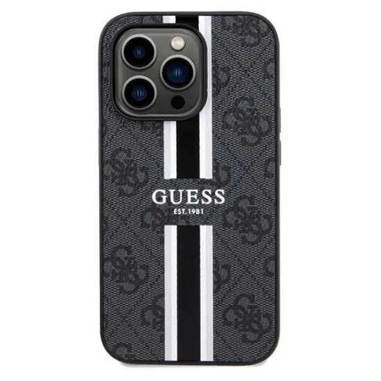 Guess 4G Printed Stripes MagSafe case for iPhone 15 Pro - black