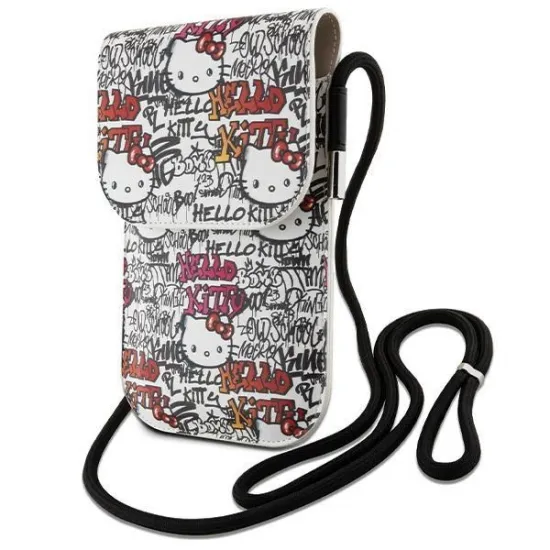 Hello Kitty Leather Tags Graffiti Cord bag - beige