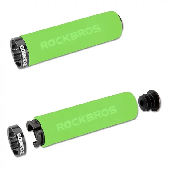 Rockbros BT1001GNBK sponge bicycle handlebar grips - green and black