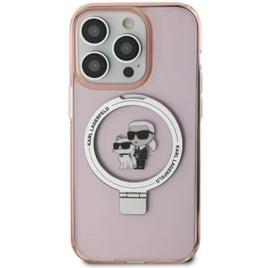 Karl Lagerfeld Ring Stand Karl&Choupette MagSafe case for iPhone 11 / Xr - pink