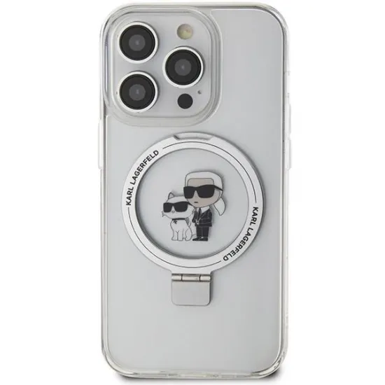 Karl Lagerfeld Ring Stand Karl&Choupette MagSafe case for iPhone 13 Pro Max - white