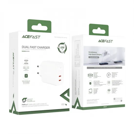 [RETURNED ITEM] Acefast charger 2x USB Type C 40W, PPS, PD, QC 3.0, AFC, FCP white (A9 white)