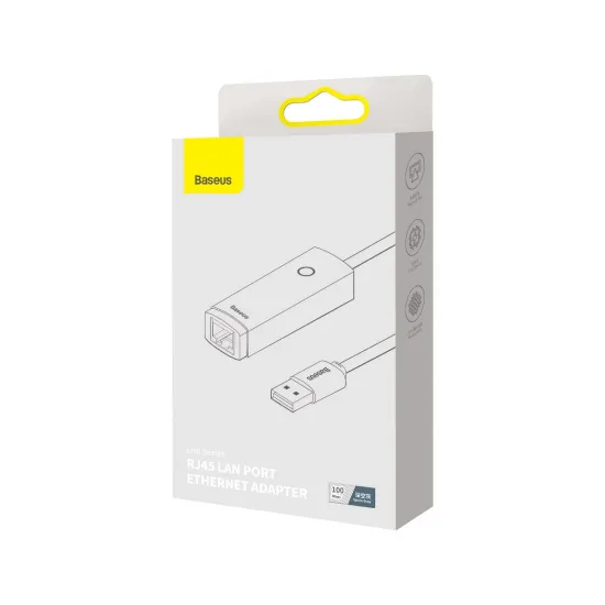 [RETURNED ITEM] Baseus Lite Series USB adapter - RJ45 LAN socket 100Mbps gray (WKQX000013)