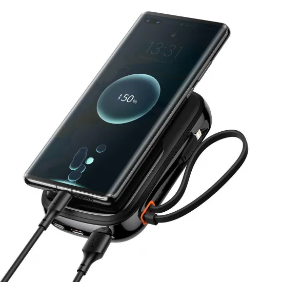 [RETURNED ITEM] Baseus Qpow Digital Display powerbank with fast charging 10000mAh 22.5W QC/PD/SCP/FCP with built-in USB-C cable black
