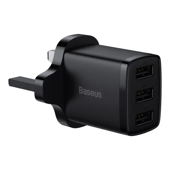 [RETURNED ITEM] Baseus Compact wall charger 3x USB 17W UK plug black (CCXJ020301)