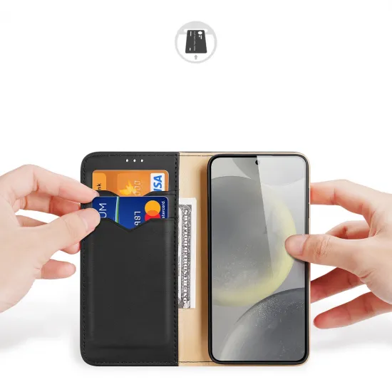 Dux Ducis Hivo Hülle mit Klappe und RFID-Blocker für Samsung Galaxy S24+ – Schwarz