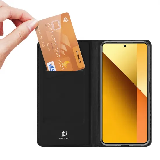 Dux Ducis Skin Pro Hülle mit Klappe und Kartenfach für Xiaomi Redmi Note 13 5G – Schwarz