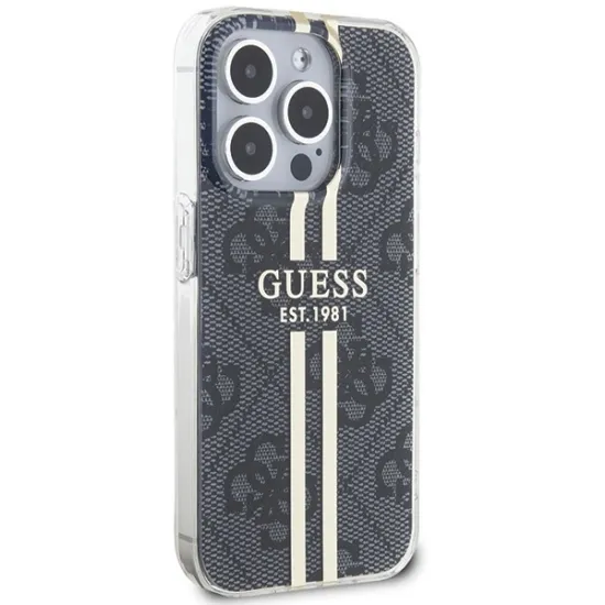 Guess IML 4G Gold Stripe case for iPhone 15 Pro - black