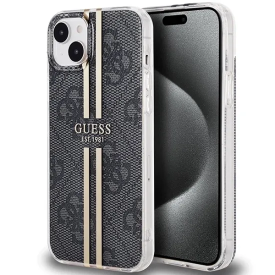 Guess IML 4G Gold Stripe case for iPhone 15/14/13 - black