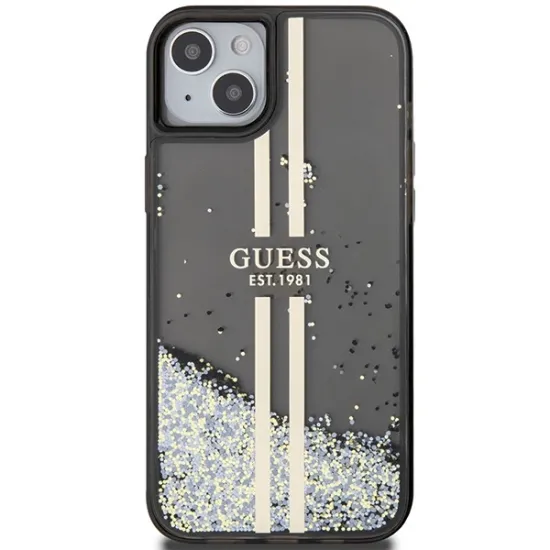 Guess Liquid Glitter Gold Stripes case for iPhone 15 / 14 / 13 - black