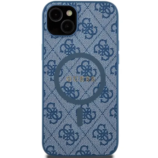 Guess 4G Collection Leather Metal Logo MagSafe Case for iPhone 15 Plus / 14 Plus - Blue