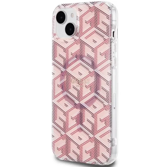 Guess IML GCube MagSafe case for iPhone 15 Plus / 14 Plus - pink