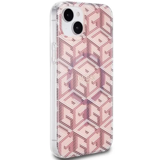 Guess IML GCube MagSafe case for iPhone 15 Plus / 14 Plus - pink