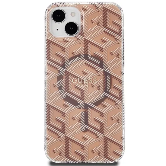 Guess IML GCube MagSafe case for iPhone 15 Plus / 14 Plus - brown