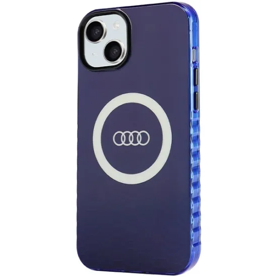 Audi IML Big Logo MagSafe Hülle für iPhone 15 Plus / 14 Plus – blau