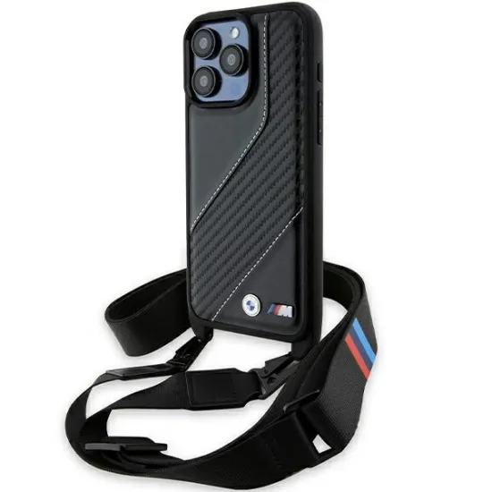 BMW M Edition Carbon Stripe &amp; Strap case for iPhone 15 Pro - black