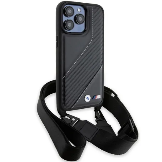 BMW M Edition Carbon Stripe &amp; Strap case for iPhone 15 Pro - black