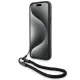 BMW Signature Leather Wordmark Cord Case for iPhone 15/14/13 - Black