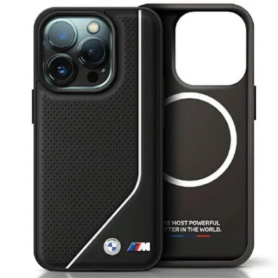 BMW Perforated Twisted Line MagSafe Case for iPhone 15/14/13 - Black