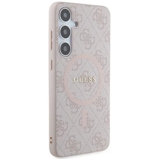 Guess 4G Collection Leather Metal Logo MagSafe case for Samsung Galaxy S24+ - pink