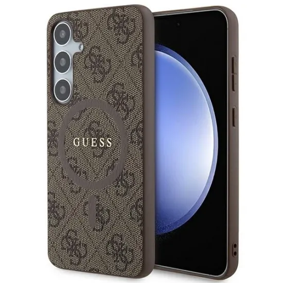 Guess 4G Collection Leather Metal Logo MagSafe case for Samsung Galaxy S24+ - brown
