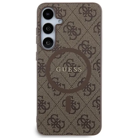 Guess 4G Collection Leather Metal Logo MagSafe case for Samsung Galaxy S24+ - brown