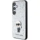 Karl Lagerfeld Fixed Glitter Ikonik Logo Metal Pin case for Samsung Galaxy S24+ - silver