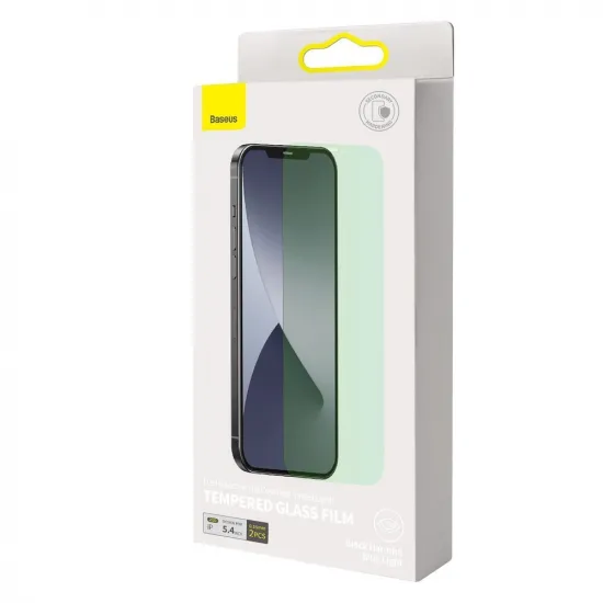 [RETURNED ITEM] Baseus 2x green tempered glass 0.15 mm with Anti Blue Light filter iPhone 12 mini (SGAPIPH54N-LP02)