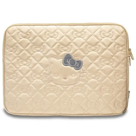Hello Kitty Zip PU Quilted Bows case for a 14&quot; laptop - gold