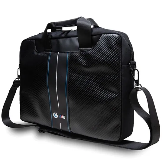 BMW Carbon &amp; Blue Stripe bag for a 16&quot; laptop - black