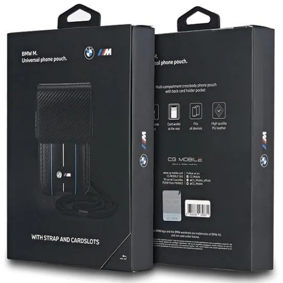 BMW Carbon &amp; Blue Stripe phone bag - black