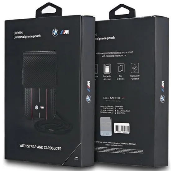 BMW Carbon &amp; Red Stripe phone bag - black