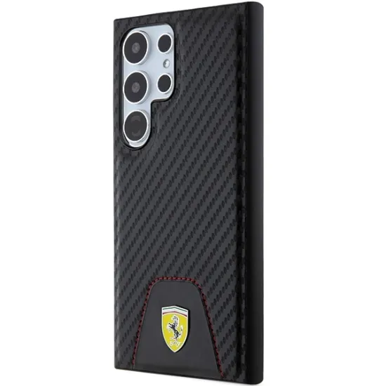 Ferrari Carbon Stitched Bottom case for Samsung Galaxy S24 Ultra - black