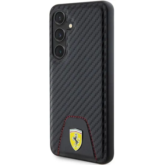 Ferrari Carbon Stitched Bottom Case für Samsung Galaxy S24 – Schwarz