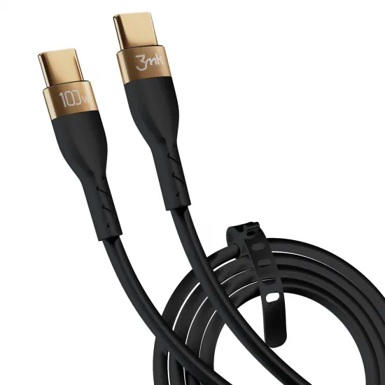 3mk Hyper Silikonkabel USB-C / USB-C 100 W 2 m – Schwarz