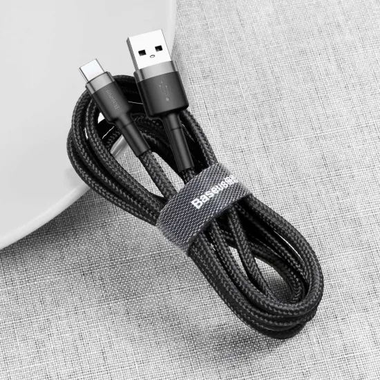 Baseus Cafule Cable durable nylon cable USB / USB-C QC3.0 2A 2M black-gray (CATKLF-CG1)