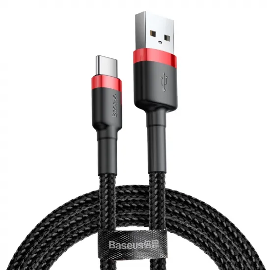 Baseus Cafule Cable durable nylon cable USB / USB-C QC3.0 2A 2M black-red cable (CATKLF-C91)