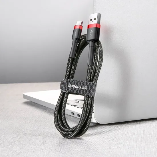 Baseus Cafule Cable durable nylon cable USB / USB-C QC3.0 2A 2M black-red cable (CATKLF-C91)