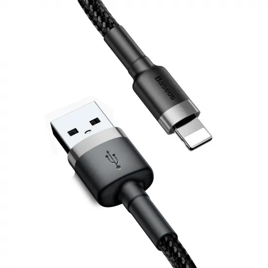 Baseus Cafule Cable durable nylon cable USB / Lightning QC3.0 2.4A 0.5M black-gray (CALKLF-AG1)