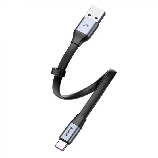 Baseus Einfaches Flachkabel USB / USB Typ C SuperCharge 5A 40W Quick Charge 3.0 QC 3.0 23cm grau (CATMBJ-BG1)