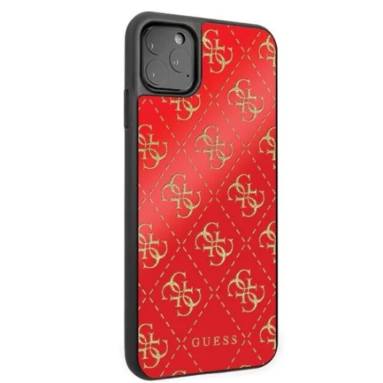 Guess, GUHCN654GGPRE iPhone 11 Pro Max rot/rot Hartschale 4G Double Layer Glitter