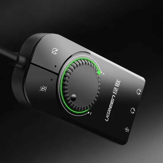 Ugreen external sound card music USB adapter - 3.5 mm mini jack with volume control 15cm black (40964)