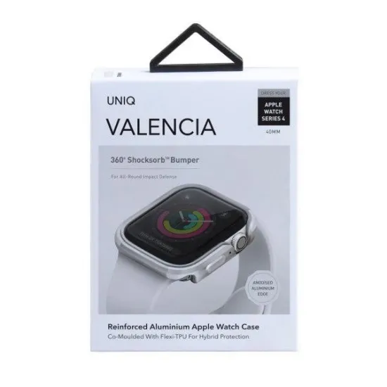 UNIQ etui Valencia Apple Watch Series 4/5/6/SE 40mm. srebrny/titanium silver