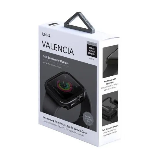 UNIQ etui Valencia Apple Watch Series 4/5/6/SE 44mm. szary/gunmetal grey