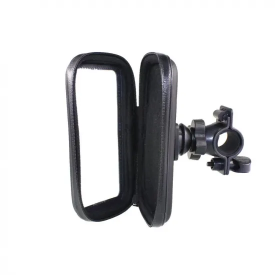 Holder with a 360 head for the handlebar for the pannier bag of the bicycle holder for the phone black