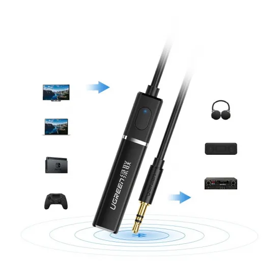 Ugreen Bluetooth 5.0 Transmitter Wireless Audio Adapter 3,5 mm Miniklinke schwarz (40761 CM107)