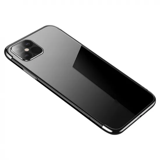 Clear Color Case Gel TPU Electroplating frame Cover for iPhone 12 Pro Max black