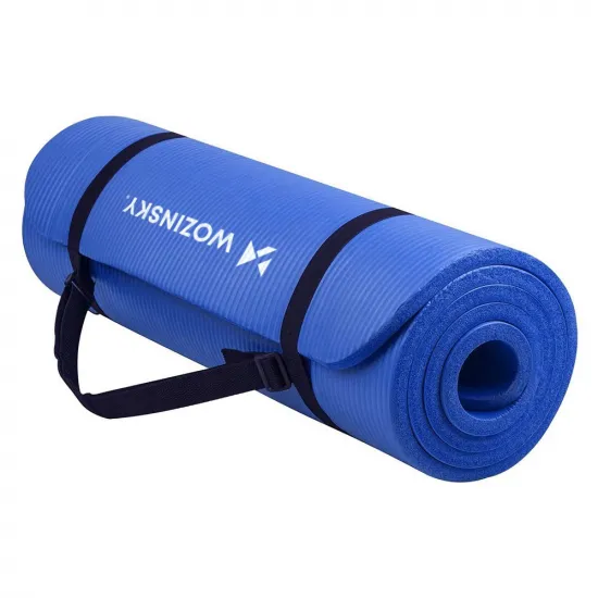 Wozinsky exercise mat 181 x 63 x 0.9 cm thick gymnastic yoga mat blue